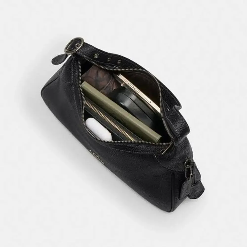 B5-003 Coach CDV36 Ella Small Shoulder Bag Crossbody In LeatherGunmetalBlack NWT